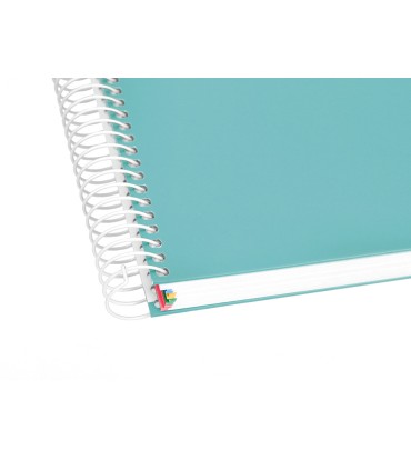 Cuaderno espiral liderpapel a4 micro antartik tapa forrada 120h 100 gr horizontal 5 banda4 taladores color menta