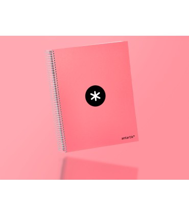 Cuaderno espiral liderpapel a4 micro antartik tapa forrada 120h 100 gr horizontal 5 banda4 taladors color coral