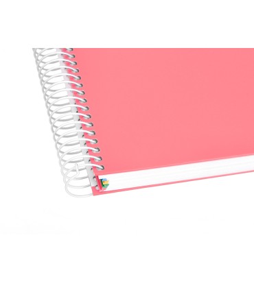 Cuaderno espiral liderpapel a4 micro antartik tapa forrada 120h 100 gr horizontal 5 banda4 taladors color coral