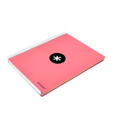 Cuaderno espiral liderpapel a4 micro antartik tapa forrada 120h 100 gr horizontal 5 banda4 taladors color coral