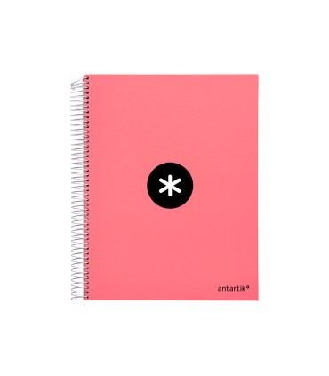 Cuaderno espiral liderpapel a4 micro antartik tapa forrada 120h 100 gr horizontal 5 banda4 taladors color coral