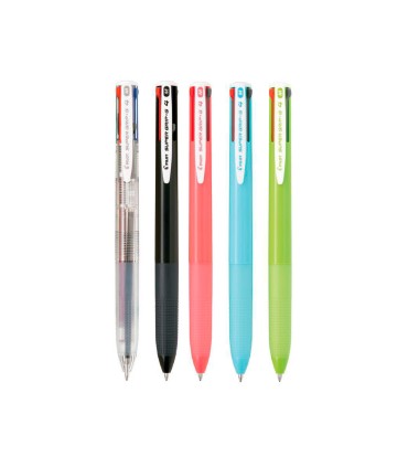 Boligrafo pilot super grip g 4 colores retractil sujecion de caucho tinta base de aceite cuerpo transparente