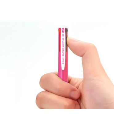 Boligrafo pilot super grip g 4 colores retractil sujecion de caucho tinta base de aceite cuerpo color rosa