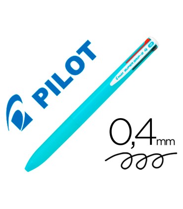 Boligrafo pilot super grip g 4 colores retractil sujecion de caucho tinta base de aceite cuerpo color azul