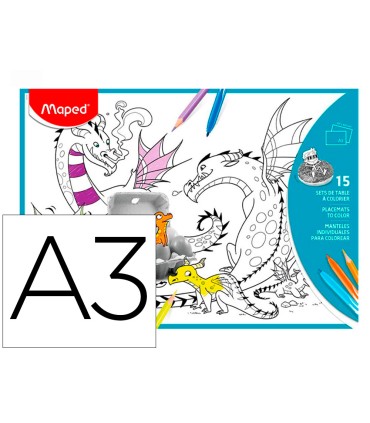 Mantel para colorear maped individual din a3 pack de 15 unidades surtidas