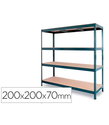 Estanteria metalica ar stocker 200x200x70 cm 4 estantes 450 kg por estante bandeja de madera sin