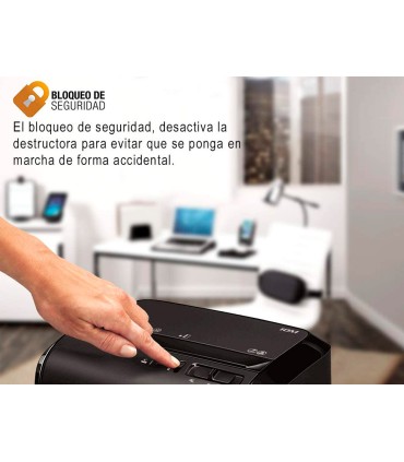 Destructora de documentos fellowes 10m capacidad de corte 10 h seguridad p5 destruye grapas y tarjetas de