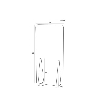 Pantalla de proteccion archivo 2000 de pie metacrilato transparente 750x1400 mm