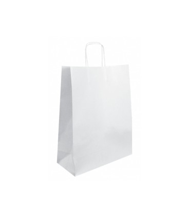 Bolsa kraft basika celulosa blanco 90 gr asa retorcida tamano l 320x140x400 mm