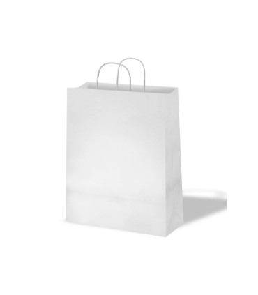 Bolsa kraft basika celulosa blanco 90 gr asa retorcida tamano l 320x140x400 mm