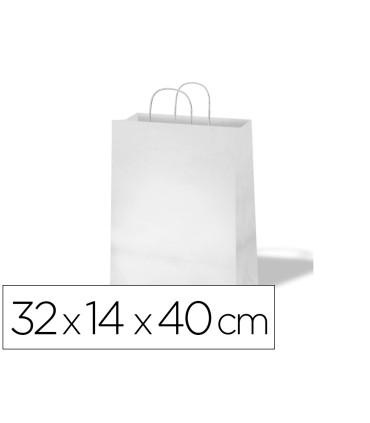 Bolsa kraft basika celulosa blanco 90 gr asa retorcida tamano l 320x140x400 mm