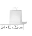 Bolsa kraft basika celulosa blanco 90 gr asa retorcida tamaño \"s\" 240x100x320 mm