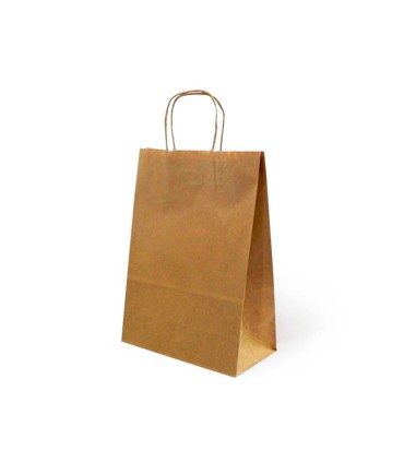 Bolsa kraft basika natural reciclado 90 gr asa retorcida tamano l 320x140x400 mm