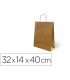 Bolsa kraft basika natural reciclado 90 gr asa retorcida tamano l 320x140x400 mm