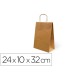 Bolsa kraft basika natural reciclado 90 gr asa retorcida tamano s 240x100x320 mm