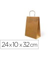 Bolsa kraft basika natural reciclado 90 gr asa retorcida tamaño \"s\" 240x100x320 mm