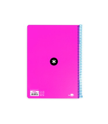 Cuaderno espiral liderpapel a4 antartik tapa dura 80h 90gr cuadro 4mm con margen color rosa fluor