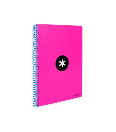 Cuaderno espiral liderpapel a4 antartik tapa dura 80h 90gr cuadro 4mm con margen color rosa fluor