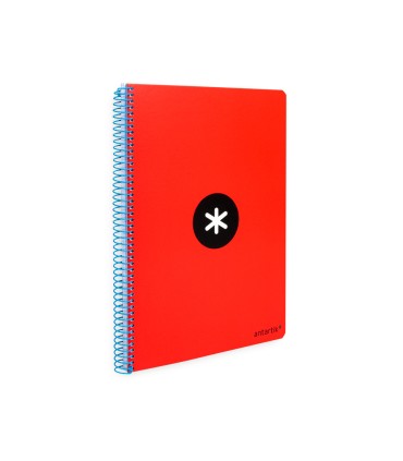 Cuaderno espiral liderpapel a4 antartik tapa dura 80h 90gr cuadro 4mm con margen color rojo