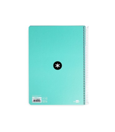 Cuaderno espiral liderpapel a4 antartik tapa dura 80h 90gr cuadro 4mm con margen color menta