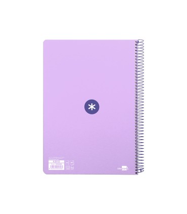 Cuaderno espiral liderpapel a4 antartik tapa dura 80h 90gr cuadro 4mm con margen color lavanda