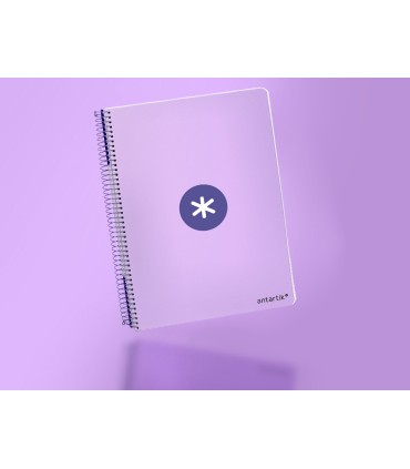 Cuaderno espiral liderpapel a4 antartik tapa dura 80h 90gr cuadro 4mm con margen color lavanda