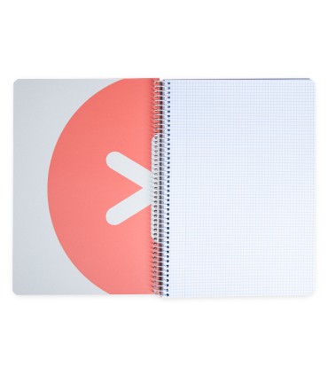 Cuaderno espiral liderpapel a4 antartik tapa dura 80h 90gr cuadro 4mm con margen color coral