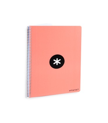 Cuaderno espiral liderpapel a4 antartik tapa dura 80h 90gr cuadro 4mm con margen color coral