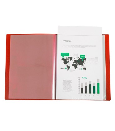 Carpeta liderpapel 80 fundas canguro pp din a4 rojo translucido portada y lomo personalizable