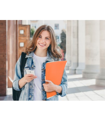 Carpeta liderpapel escaparate 80 fundas polipropileno din a4 naranja fluor opaco