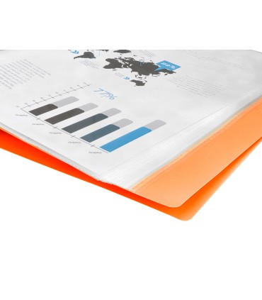 Carpeta liderpapel escaparate 80 fundas polipropileno din a4 naranja fluor opaco