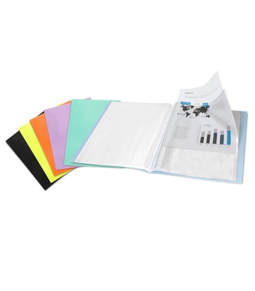 Carpeta liderpapel escaparate 60 fundas polipropileno din a4 naranja fluor opaco