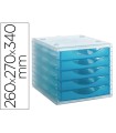 Fichero cajones de sobremesa archivo 2000 apilable 5 cajones lagoon translucido 260x270x340 mm