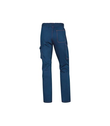 Pantalon de trabajo deltaplus cintura elastica 5 bolsillos color azul marino naranja talla xxxl