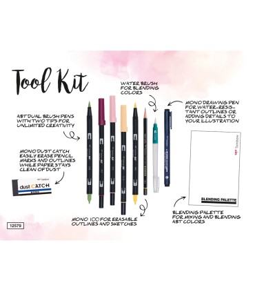 Set watercoloring tombow set floral 9 piezas