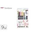 Set watercoloring tombow set floral 9 piezas