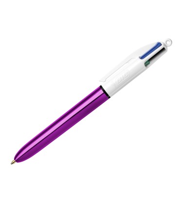 Boligrafo bic cuatro colores shine morado punta de 1 mm