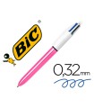 Boligrafo bic cuatro colores shine rosa punta de 1 mm