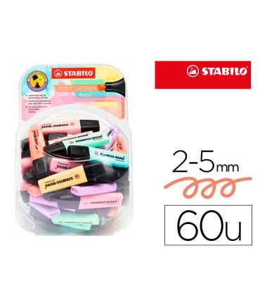 Rotulador stabilo boss fluorescente 70 pastel expositor bombonera de 60 unidades colores surtidos