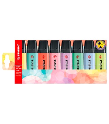 Rotulador stabilo boss fluorescente 70 pastel estuche de 8 unidades colores surtidos