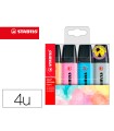 Rotulador stabilo boss fluorescente 70 pastel estuche de 4 unidades colores surtidos