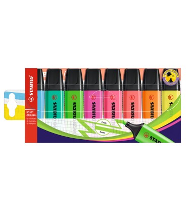 Rotulador stabilo boss fluorescente 70 estuche de 8 unidades colores surtidos