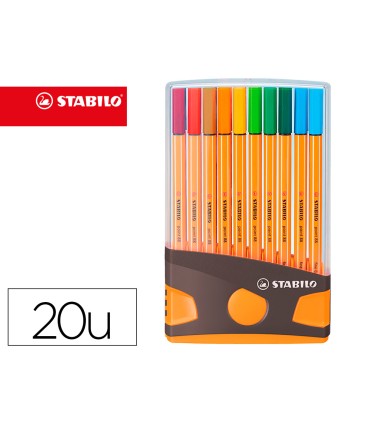 Rotulador stabilo punta de fibra point 88 color parade antracita naranja estuche de 20 unidades colores surtidos