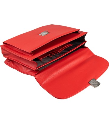 Cartera portadocumentos q connect con correa cierre metalico y departamentos interiores color rojo 390x280