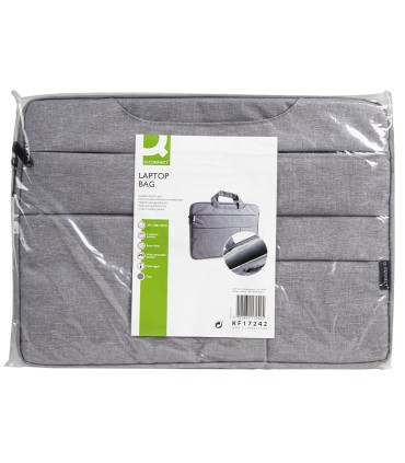 Funda para portatil q connect 156 con asas retractiles cremallera 3 bolsillos exteriores gris