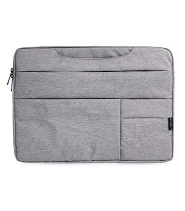 Funda para portatil q connect 156 con asas retractiles cremallera 3 bolsillos exteriores gris