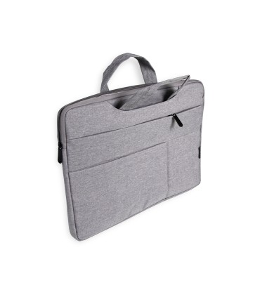 Funda para portatil q connect 156 con asas retractiles cremallera 3 bolsillos exteriores gris