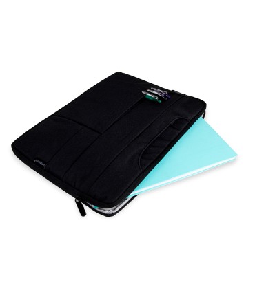 Funda para portatil q connect 156 con asas retractiles cremallera 3 bolsillos exteriores negro