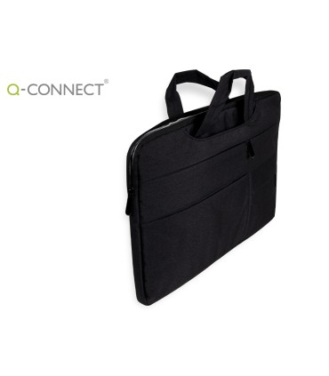 Funda para portatil q connect 156 con asas retractiles cremallera 3 bolsillos exteriores negro