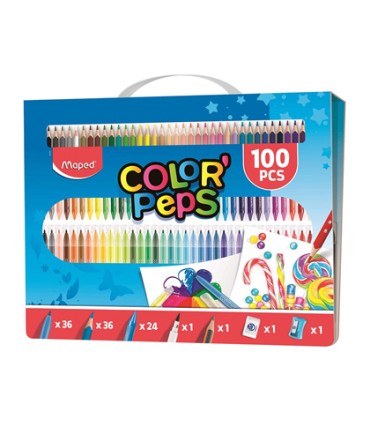 Estuche pintura maped color peps kit 100 piezas surtidas